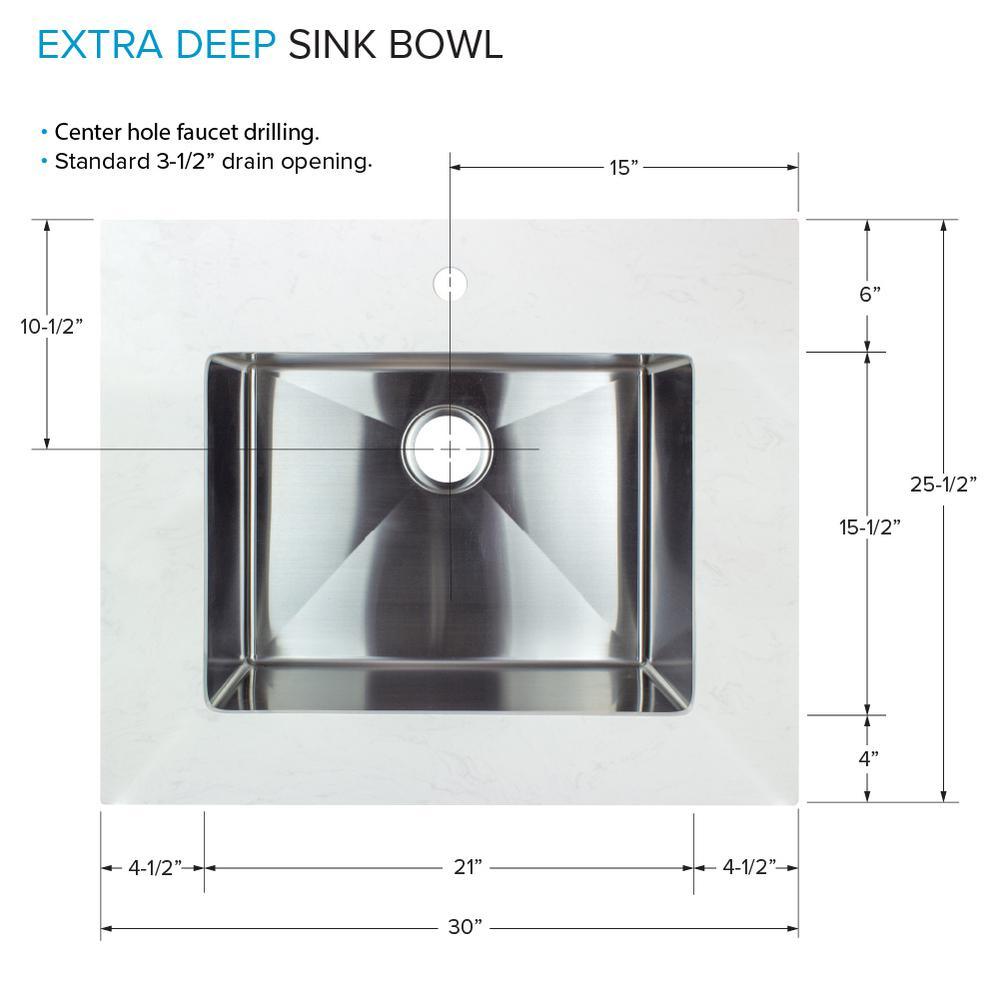 All-in-One 29 in. x 25.5 in. Stainless Steel Quartz Undermount Laundry/Utility Sink and Cabinet with Faucet in White - Super Arbor
