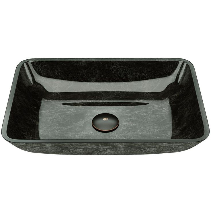 VIGO Onyx Handmade Glass Rectangle Vessel Bathroom Sink in Gray Onyx