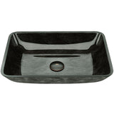 VIGO Onyx Handmade Glass Rectangle Vessel Bathroom Sink in Gray Onyx