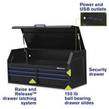 56 in. x 24 in. 6-Drawer Tool Top Chest in Black and Blue - Super Arbor