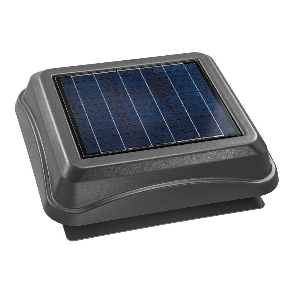 537 CFM Black Plastic Solar Powered Attic Fan with Built-in Screen - Super Arbor