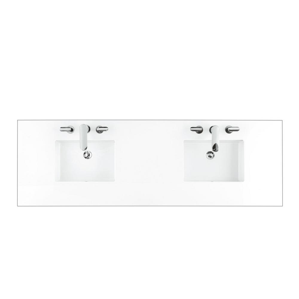 60 in. Double Basin Vanity Top in Classic White Silestone Quartz with White Basin - Super Arbor