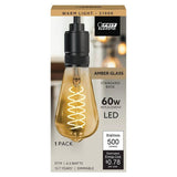 Feit Electric 60-Watt Equivalent ST19 Dimmable Amber Glass Vintage Edison LED Light Bulb with Spiral Filament Warm White (12-Pack)