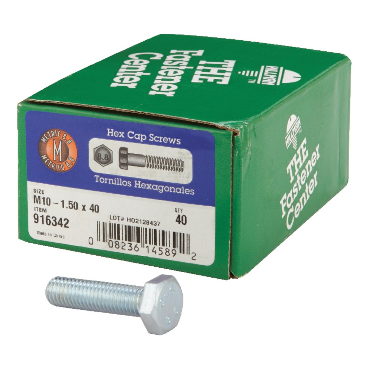 Hillman M10-1.50 mm x 40 mm Heat-Treated Steel Hex Head Cap Screws, 40-Pack