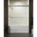 Levity 59 in. x 62 in. Semi-Frameless Sliding Tub Door in Matte Nickel with Handle - Super Arbor