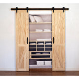 42 in. x 84 in. Board and Batten Stain Ready Solid Wood Split Barn Door with Hardware Kit - Super Arbor