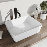 Marigold Vessel Sink in White with Faucet in Matte Black - Super Arbor