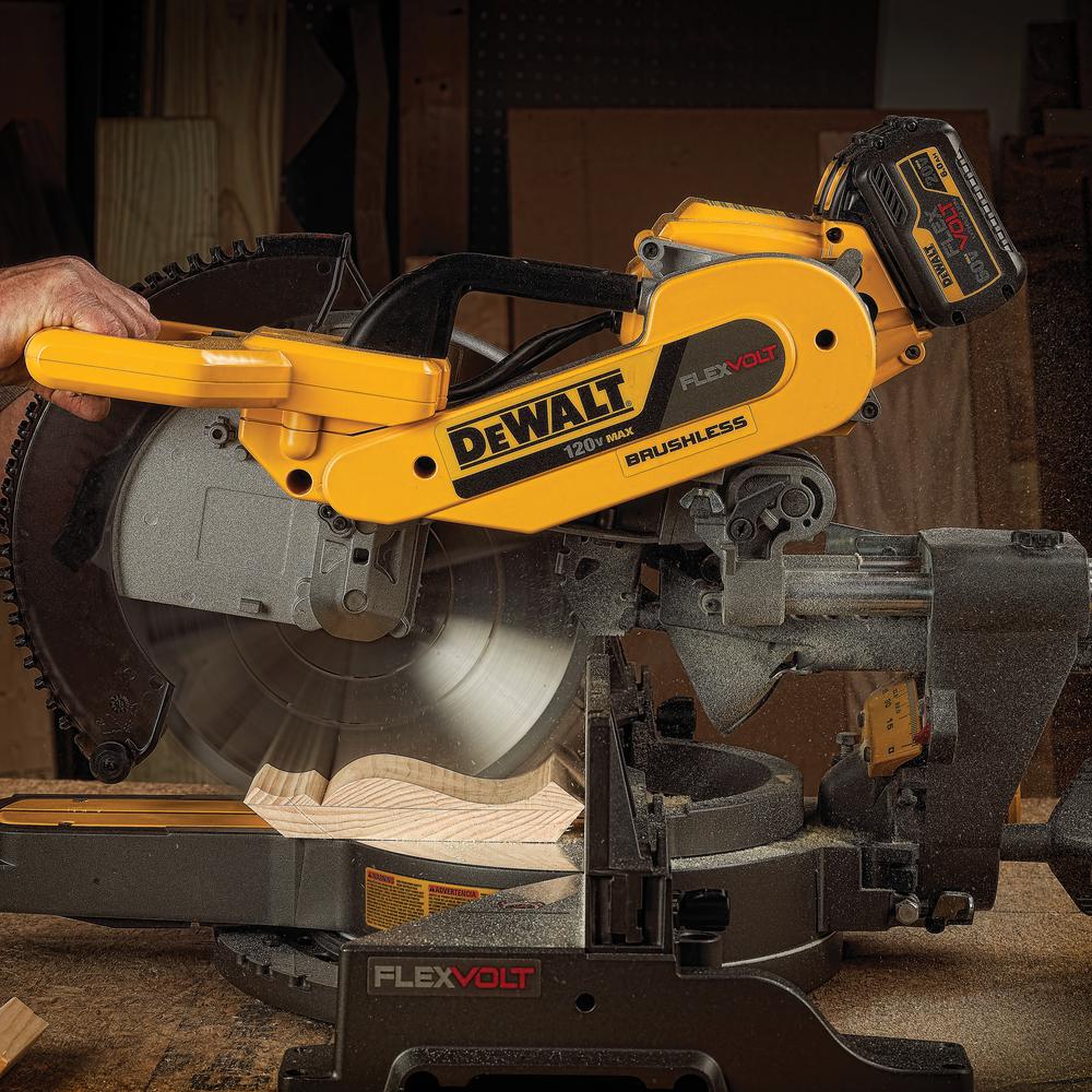 FLEXVOLT 120-Volt MAX Lithium-Ion Cordless Brushless 12 in. Sliding Miter Saw, Batteries and Bonus Stand - Super Arbor