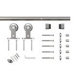 30 in. x 80 in. White Primed Composite Wood Barn Door Slab with Hardware Set - Super Arbor