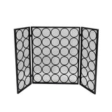 Hartly Modern Black and Silver Three Panel Iron Fire Screen - Super Arbor