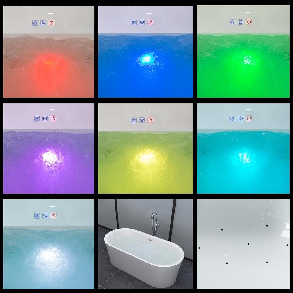 Diana 59 in. Acrylic Freestanding Double Ended Air Bath Bathtub with Drain and Overflow Included in White