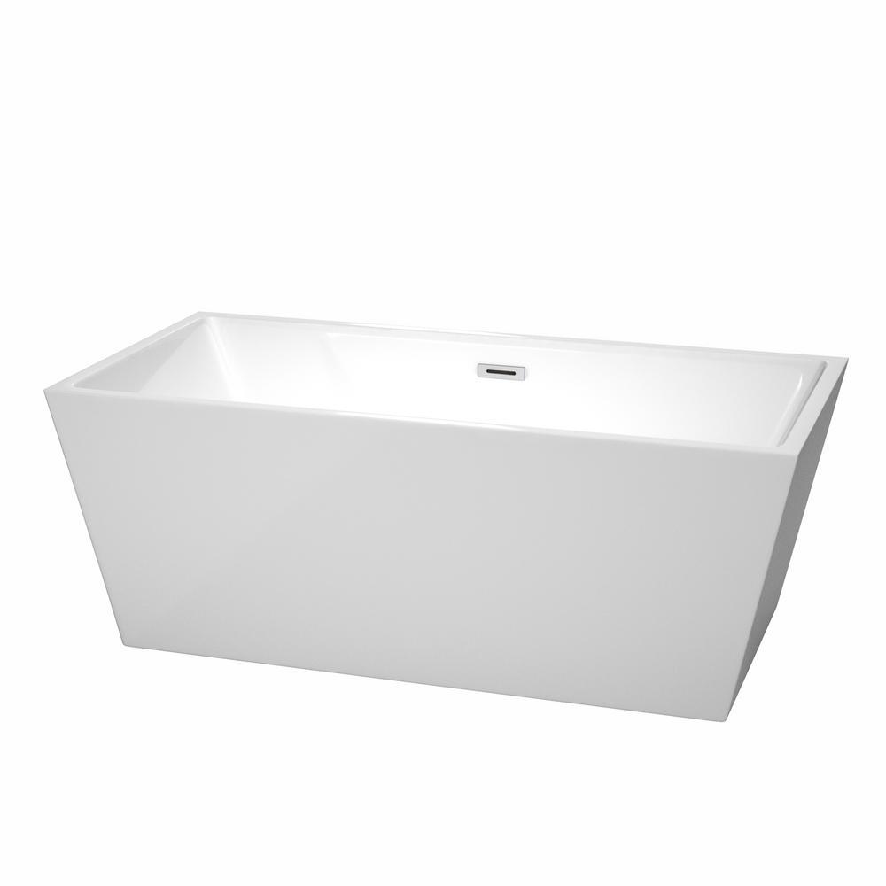 Sara 67 in. Acrylic Flatbottom Bathtub in White with Matte Black Trim