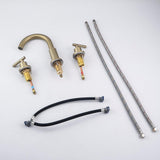 8 in. Widespread 2-Handle Mid-Arc Bathroom Faucet with Valve and cUPC Water Supply Lines in Brushed Gold - Super Arbor