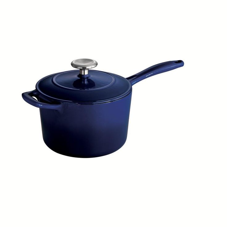 Gourmet 2.5 qt. Porcelain-Enameled Cast Iron Sauce Pan in Gradated Cobalt with Lid