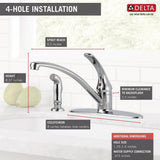 Foundations Single-Handle Standard Kitchen Faucet with Side Sprayer in Chrome - Super Arbor