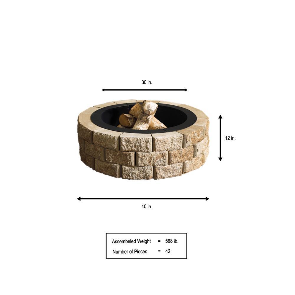 Hudson Stone 40 in. Round Fire Pit Kit - Super Arbor