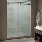 Coraline XL 56 - 60 in. x 80 in. Frameless Sliding Shower Door with StarCast Clear Glass in Stainless Steel Right Hand - Super Arbor
