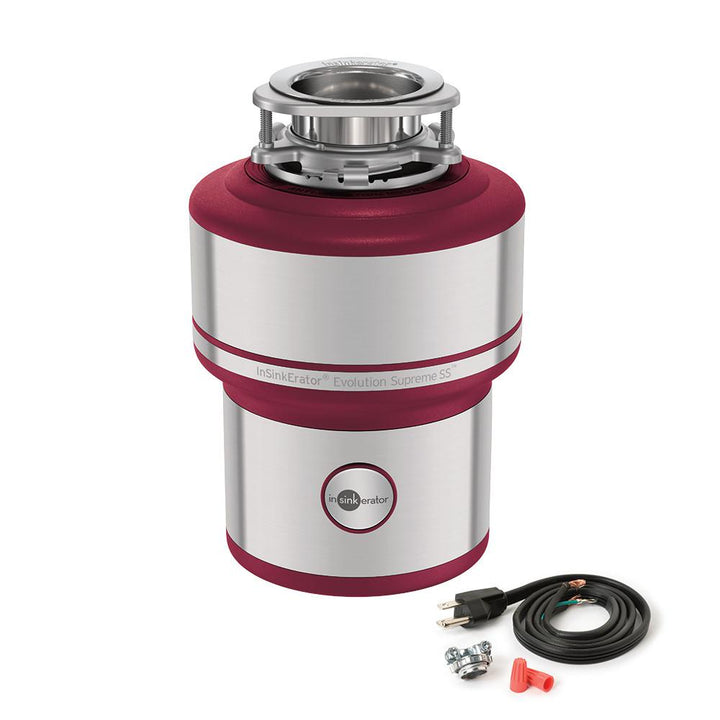 InSinkErator Evolution Supreme SS Stainless Steel 1 HP Continuous Feed Garbage Disposal with Power Cord Kit Included