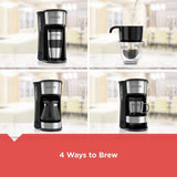 4-in-1 5-Cup Black Stainless Steel Drip Coffee Maker