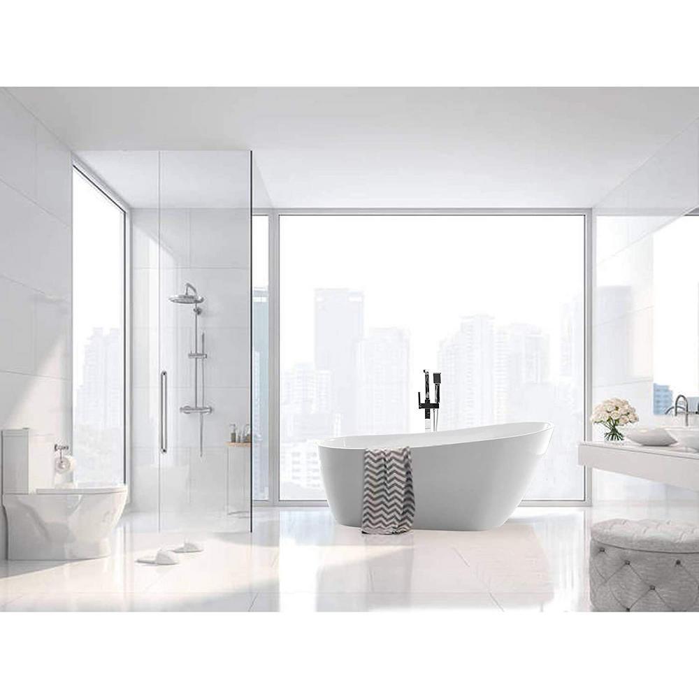 Bourges 55 in. Acrylic Flatbottom Bathtub in White - Super Arbor