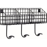 17-3/4 in. Matte Black Industrial Basket with Hooks - Super Arbor