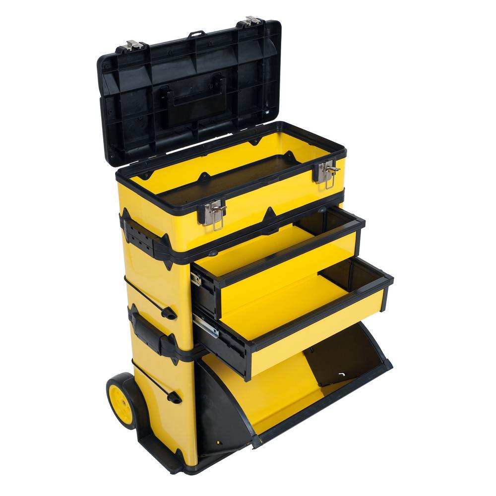 22.5 in. Rolling Stacking Portable Metal Trolley Tool Box - Super Arbor