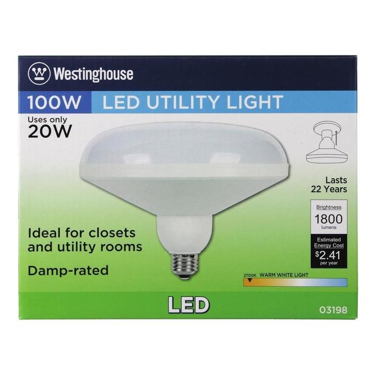Westinghouse 100W Equivalent Warm White (2,700K) DLR64 Utility Medium Base LED Light Bulb