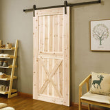 48 in. Frosted Black Sliding Barn Door Hardware Track Kit for Single Door with Non-Routed Floor Guide - Super Arbor