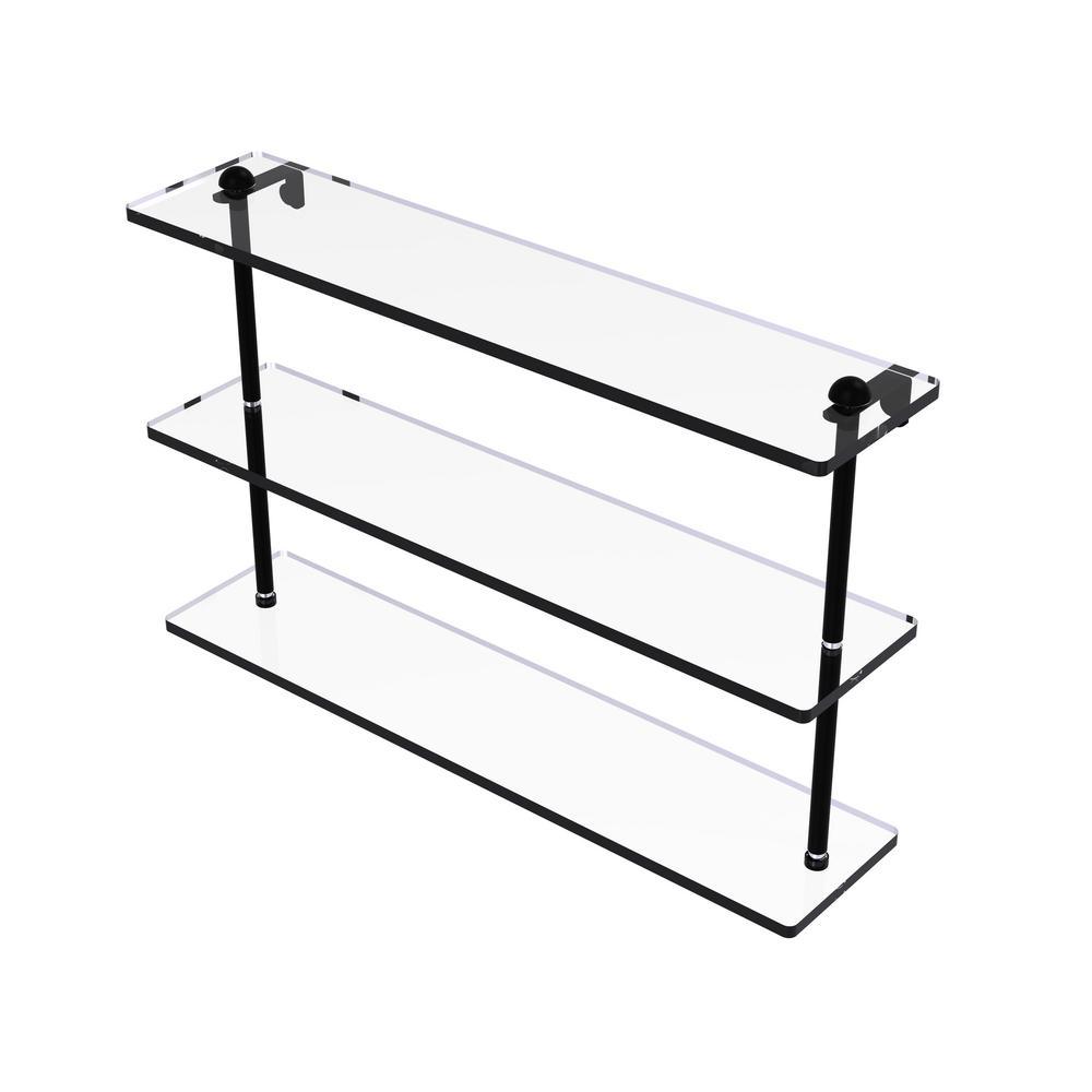 22 in. Triple Tiered Glass Shelf in Satin Nickel - Super Arbor