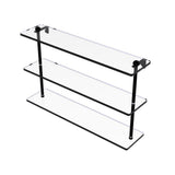 22 in. Triple Tiered Glass Shelf in Satin Nickel - Super Arbor