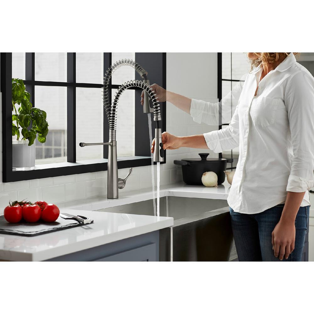 Simplice Single-Handle Pull-Down Sprayer Kitchen Faucet in Vibrant Stainless - Super Arbor