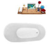 59 in. Acrylic Flat Bottom Non-Whirlpool Bathtub in Glossy White - Super Arbor