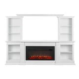 Monte Vista 108 in. Freestanding Electric Fireplace TV Stand in White - Super Arbor