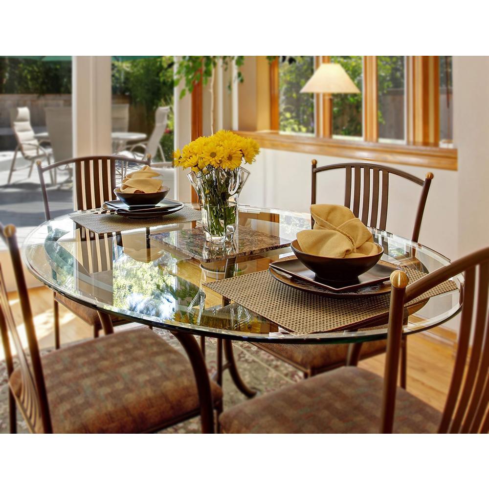 33 in. Clear Round Glass Table Top, 1/2 in. Thickness Tempered Beveled Edge Polished - Super Arbor