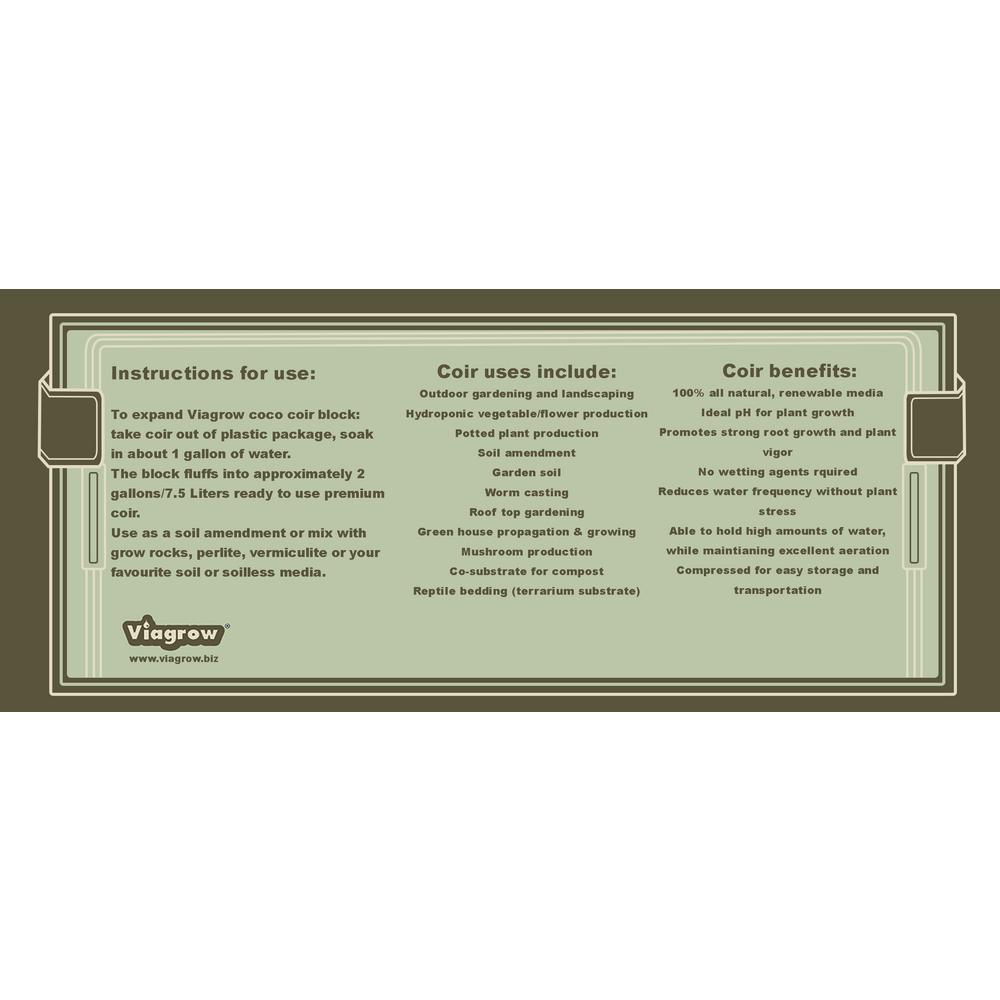 Viagrow 1.4 lbs. Premium Soilless Coconut Coir Brick Grow Media (12-Pack) - Super Arbor