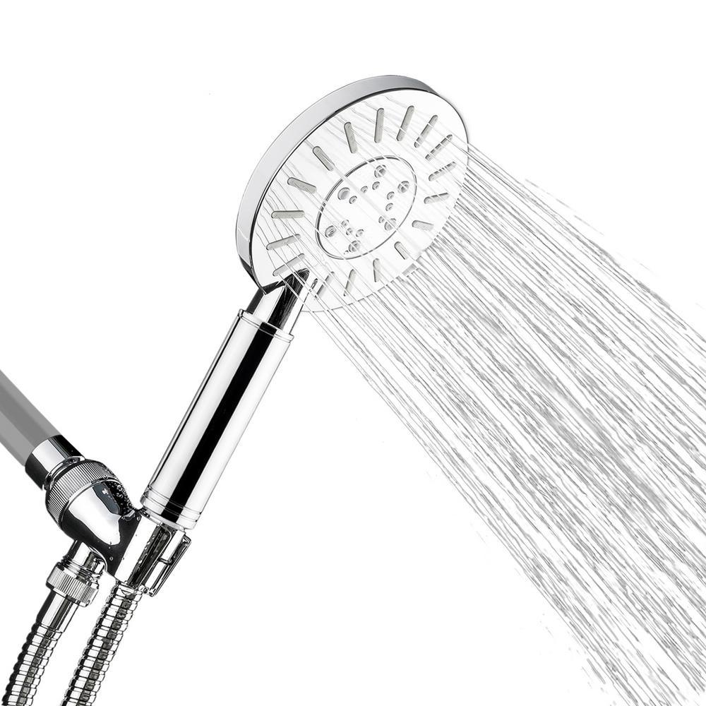 3-Spray 4.75 in. Round Single Wall Mount Fixed Adjustable Handheld Shower Head in Chrome - Super Arbor
