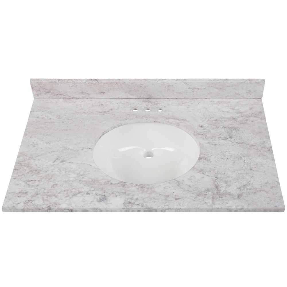 31 in. x 22 in. Stone Effects Vanity Top in Cascade with White Sink - Super Arbor