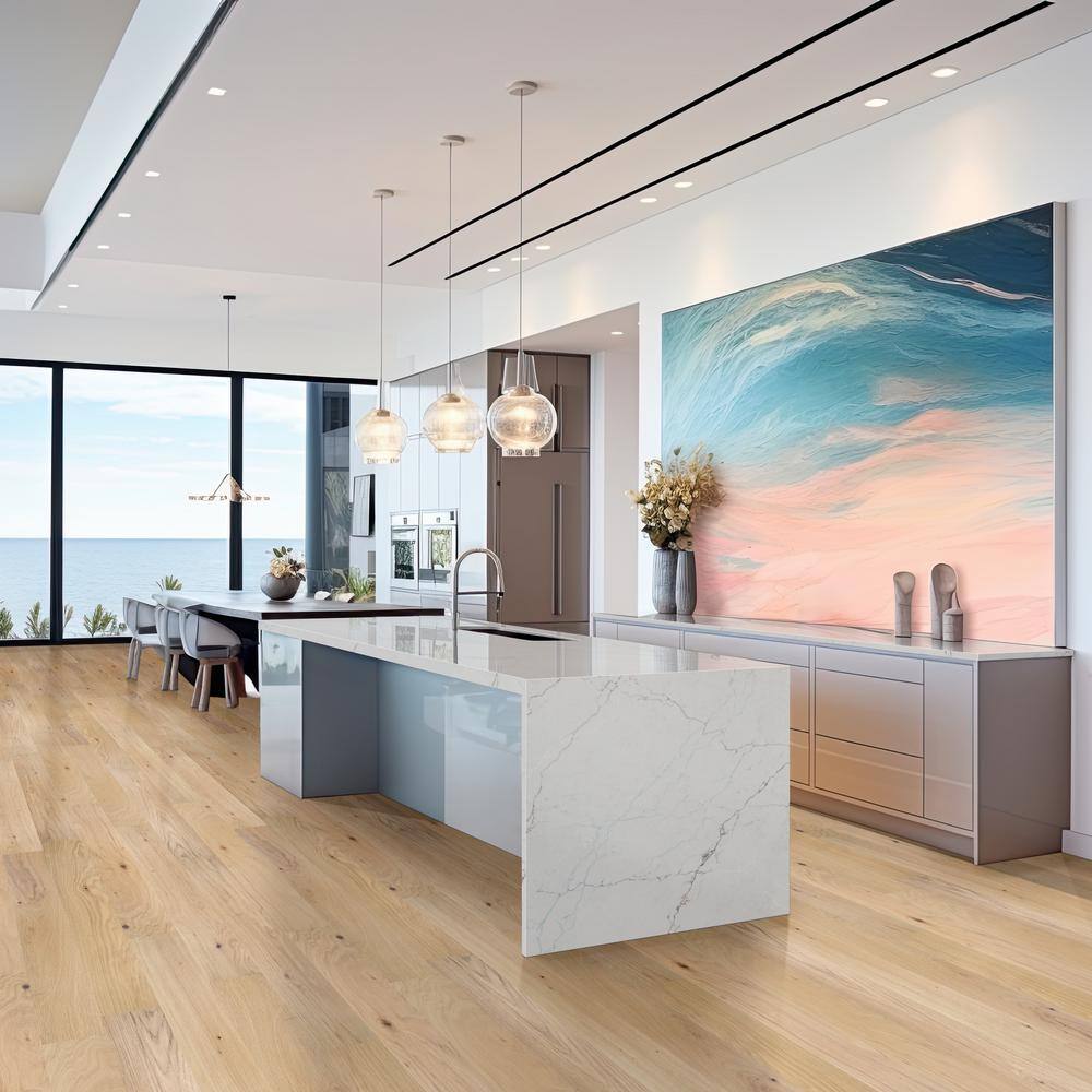 A&A Surfaces Woodridge Beach Buff Oak 0.28 in. x 6.5 in. Waterproof Wire Brushed Engineered Hardwood Flooring (21.67 sq. ft./case)