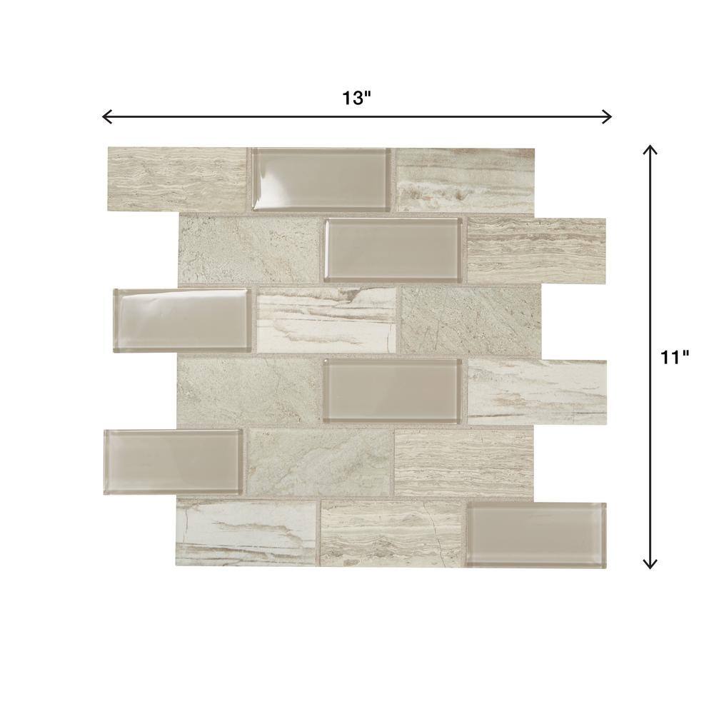 Daltile Premier Accents Beach Brick Joint 11 in. x 13 in. x 6 mm Glass Mosaic Wall Tile (0.9 sq. ft. / piece)
