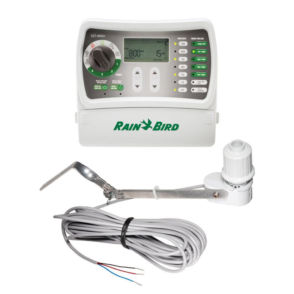 4-Station Indoor Simple-To-Set Irrigation Timer and Wired Rain Sensor Bundle - Super Arbor