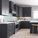 Home Decorators Collection Grayson 21 in. W x 24 in. D x 34.5 in. H Assembled Plywood Base Kitchen Cabinet in Deep Onyx with Soft Close LH