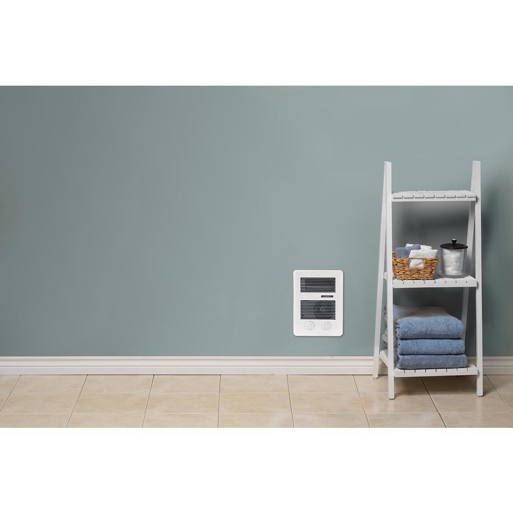 Com-Pak Bath 1,000-Watt 120/240-Volt In-Wall Fan-Forced Heater with Timer in White - Super Arbor
