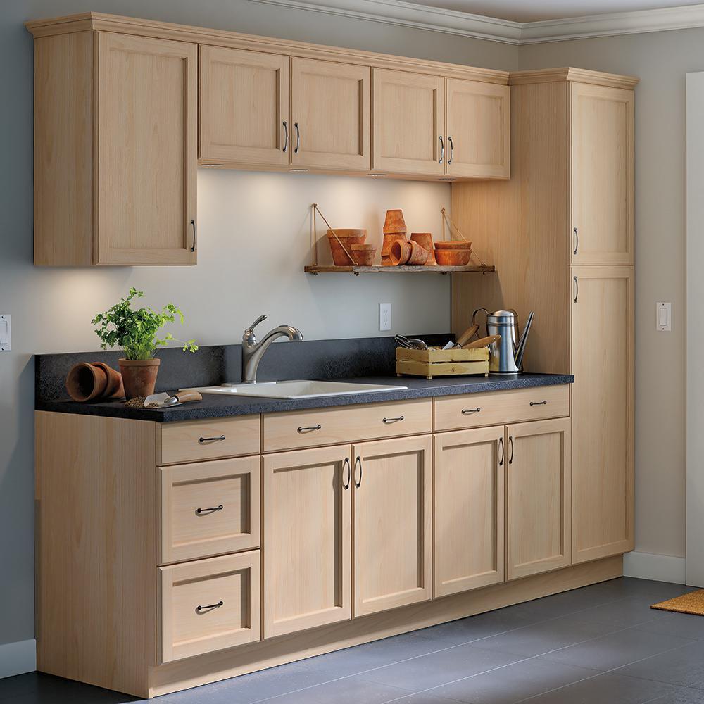 Easthaven Shaker Assembled 18x90x24 in. Frameless Pantry Cabinet in Unfinished Beech - Super Arbor