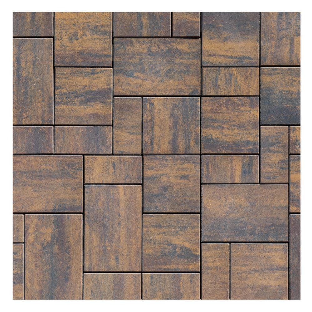 interlock Reno 9.875 in. x 4.875 in. x 2.375 in. Rectangle Beechwood Facemix Concrete Paver 1-Piece Sample