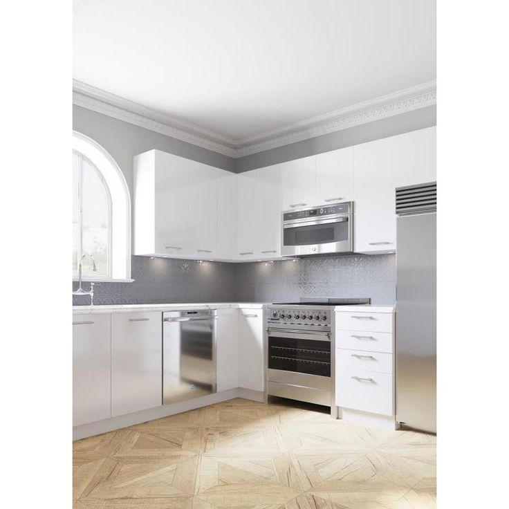 Cambridge 30-in W x 24-in H x 12-in D Glossy White Engineered Wood Door Wall Stock Cabinet