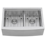 Apron-Front Stainless Steel 33 in. 16-Gauge Workstation Double Bowl 60-40 Farmhouse Kitchen Sink - Super Arbor
