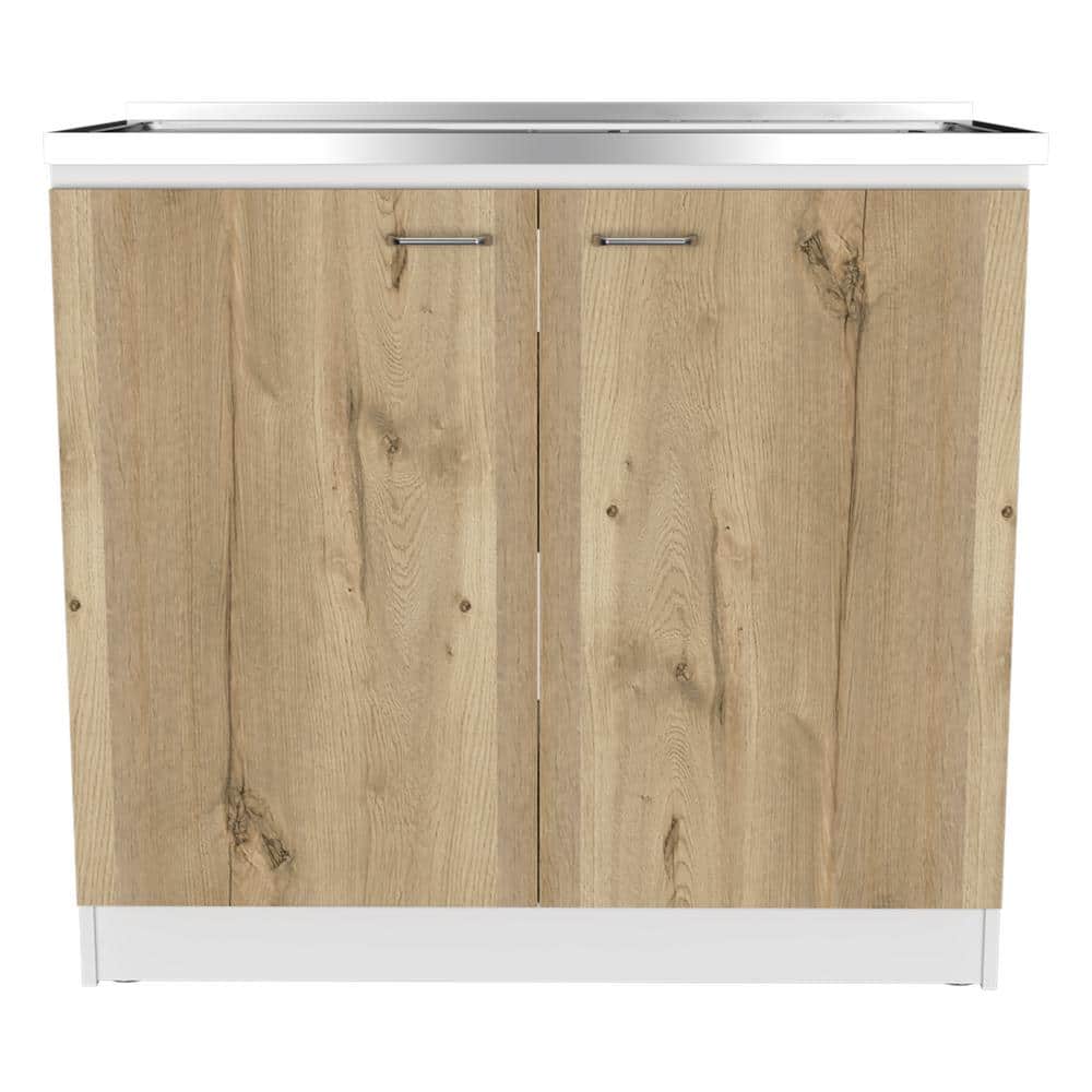 Adrinfly Freestanding Utility Laundry Sink & Cabinet in Beige