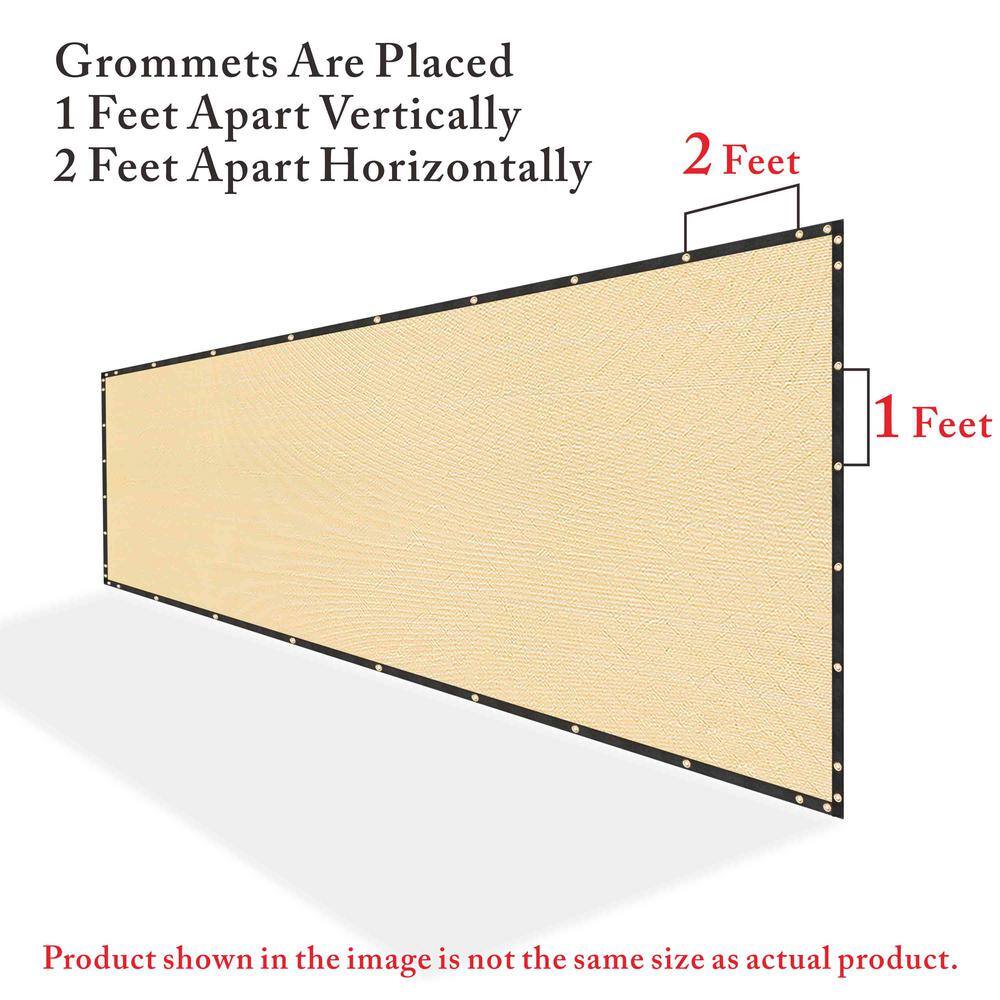 COLOURTREE 5 ft. x 100 ft. Beige Privacy Fence Screen HDPE Mesh Windscreen with Reinforced Grommets for Garden Fence (Custom Size)