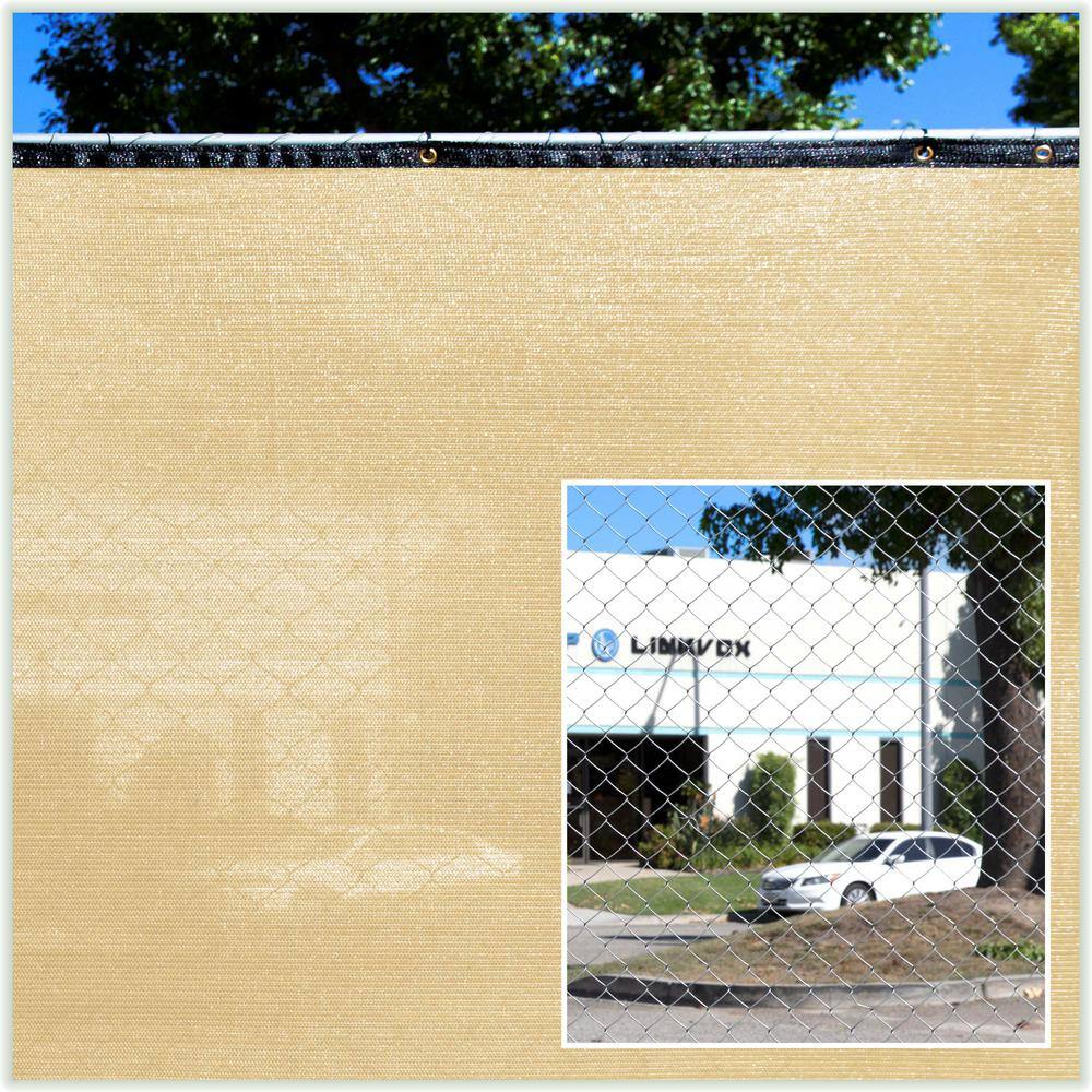 COLOURTREE 8 ft. x 10 ft. Beige Privacy Fence Screen Mesh Fabric Cover Windscreen with Reinforced Grommets for Garden Fence