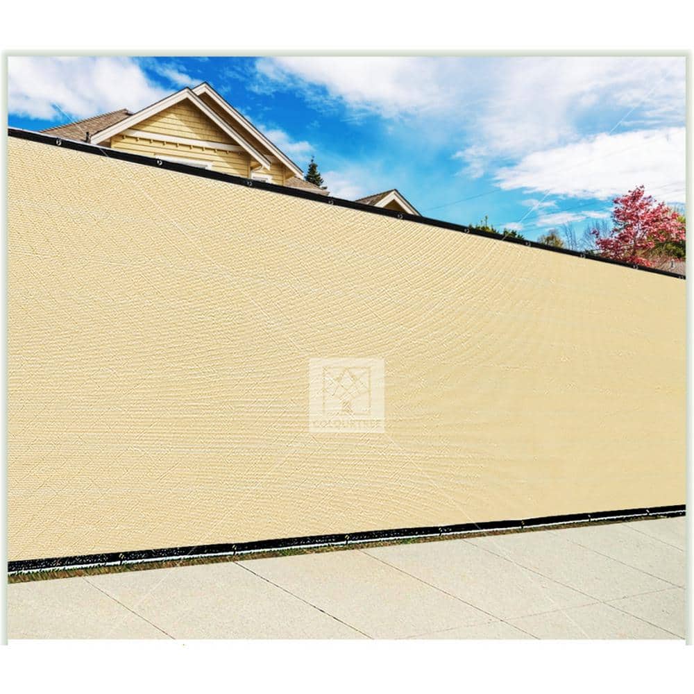 COLOURTREE 8 ft. x 10 ft. Beige Privacy Fence Screen Mesh Fabric Cover Windscreen with Reinforced Grommets for Garden Fence